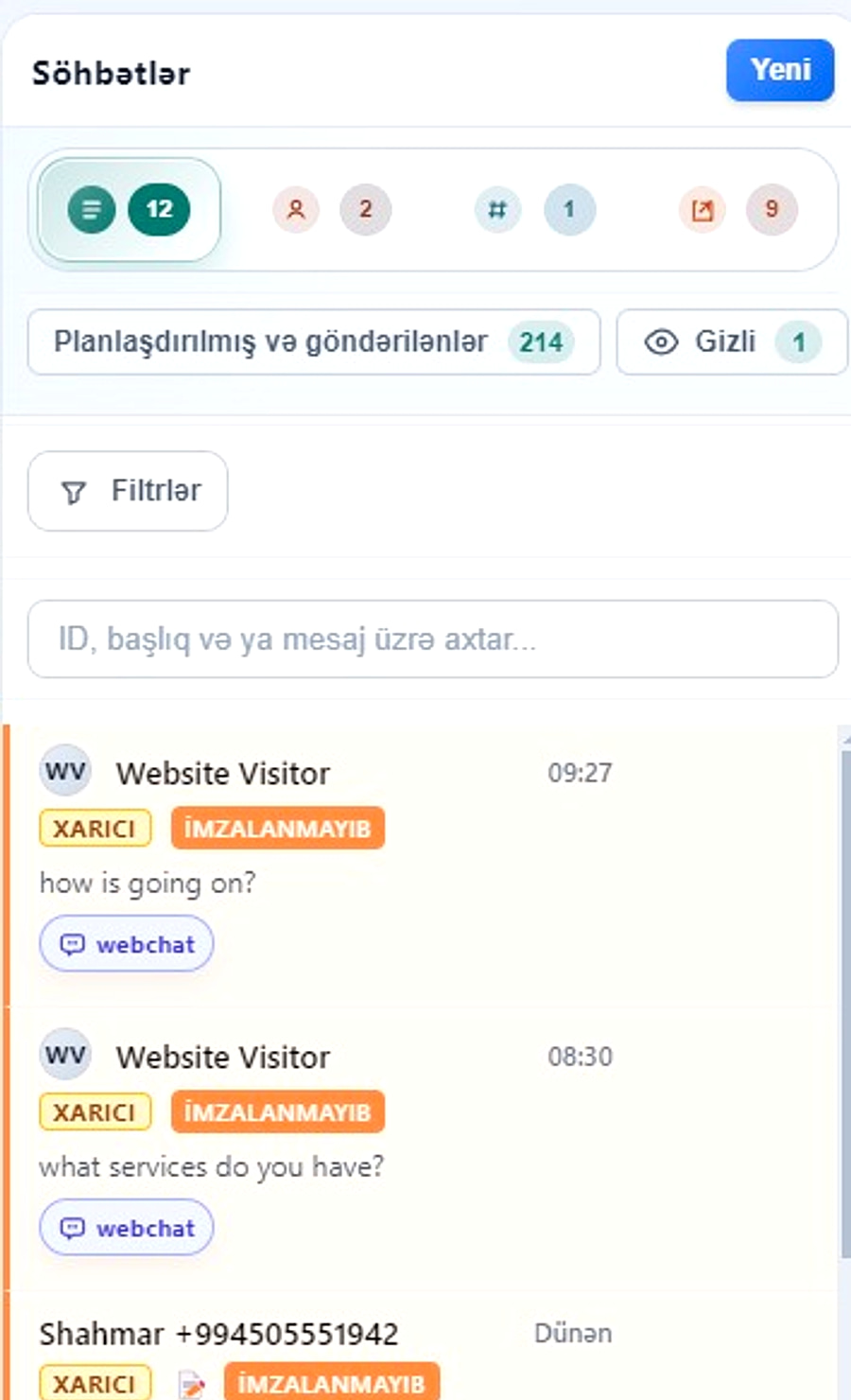Simaizeer conversations inbox with external channels